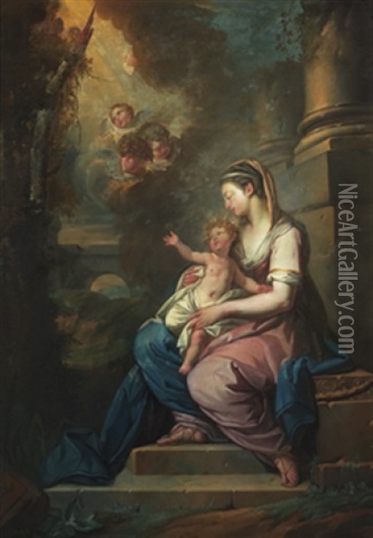 Madonnan Med Barnet Och Anglar Oil Painting - Louis Jean Francois Lagrenee