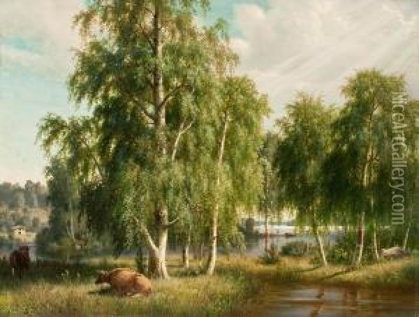 Summer Landscape Oil Painting - Ferdinand Wilhelm Von Wright