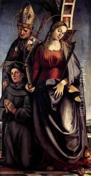 St Augustine Altarpiece (right wing) Oil Painting - Luca Signorelli