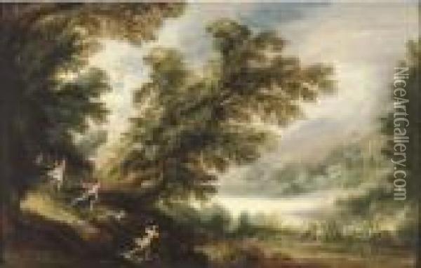 A Wooded Landscape With The Hunt Of Diana Oil Painting - Alexander Keirincx