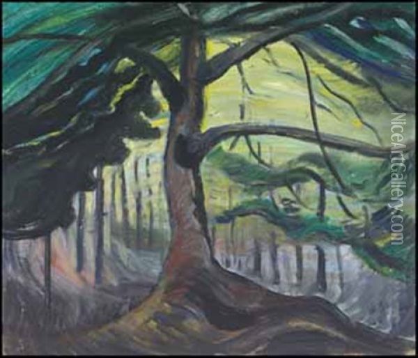 West Coast Forest Tree Oil Painting - Emily Carr
