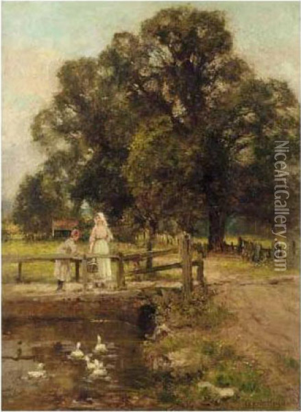 The End Of The Village Oil Painting - Henry John Yeend King
