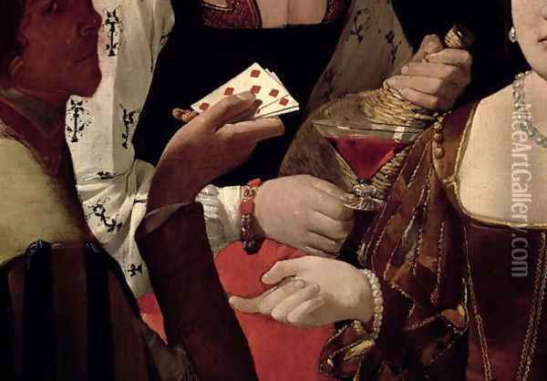 The Cheat with the Ace of Diamonds, detail of the players, c.1635-40 Oil Painting - Georges de La Tour
