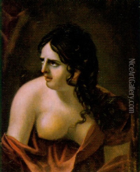 Junge Frau Mit Entblosster Brust Oil Painting - Josephine Olivier Chaine