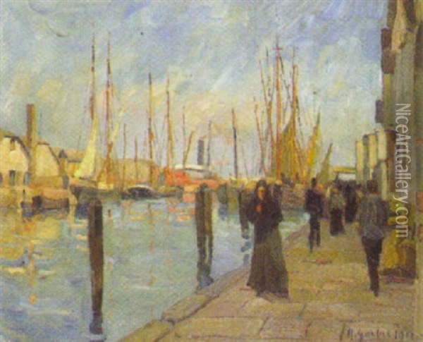 Niederlandische Promenade Oil Painting - Hermann Goebel