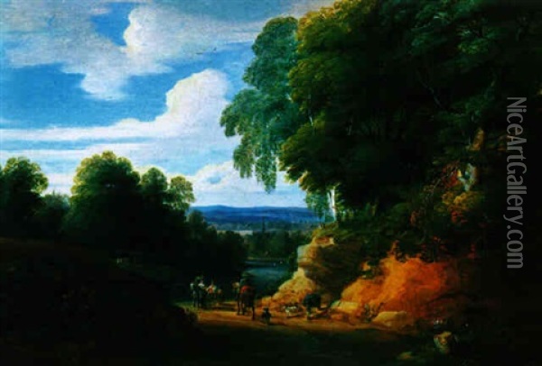 Der Wald Von Boitsfort Bei Auderghem Mit Blick Auf Ein Dorf Oil Painting - Jacques d' Arthois