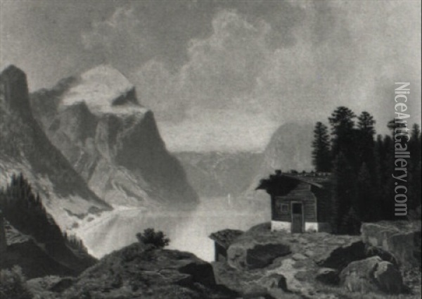 Alpensee Oil Painting - Theodor (Wilhelm T.) Nocken
