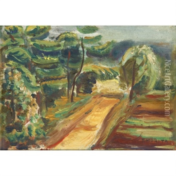 A Rural Landscape Oil Painting - Tsunetomo Morita