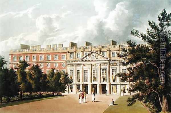 Hampton Court Palace, from The History of the Royal Residences, engraved by Richard Reeve (b.1780), by William Henry Pyne (1769-1843), 1819 Oil Painting - William Westall