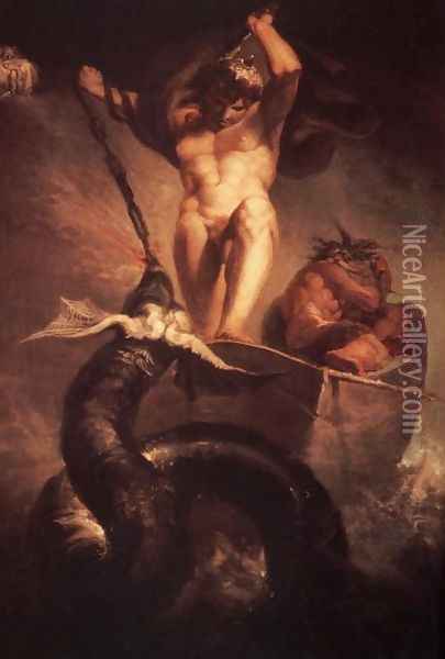 Thor in the Boat of Hymir Oil Painting - Johann Henry Fuseli