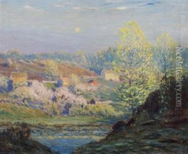 Spring Landscape Oil Painting - Leonard Ochtman