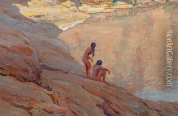 Desert Pool Oil Painting - Maynard Dixon