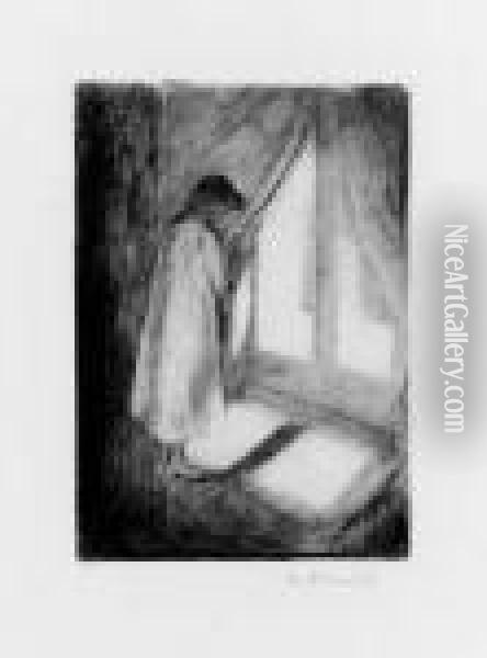 Madchen Im Hemd Am Fenster Oil Painting - Edvard Munch