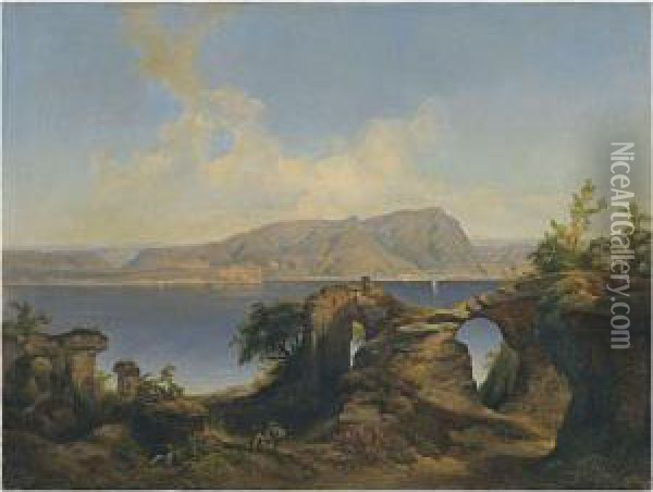 Blick Auf Den Gardasee (lake Garda) Oil Painting - Anton Hansch