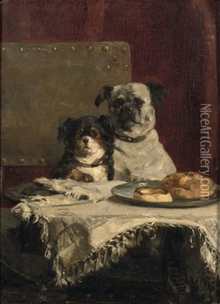 Best Friends Oil Painting - Charles van den Eycken I