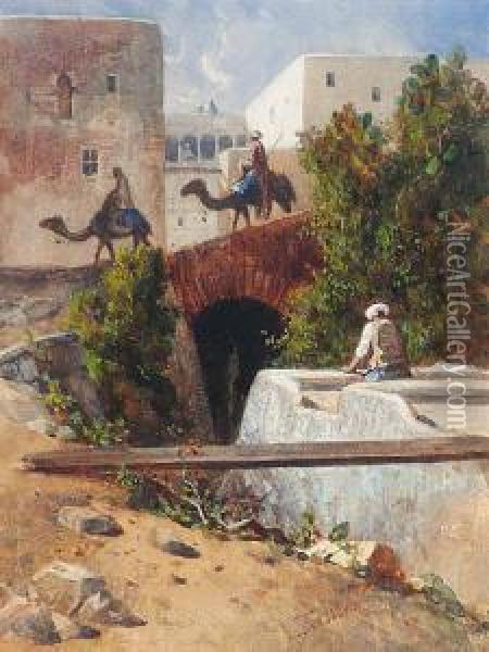 Chameliers Arabes A Alger Oil Painting - Louis Tesson