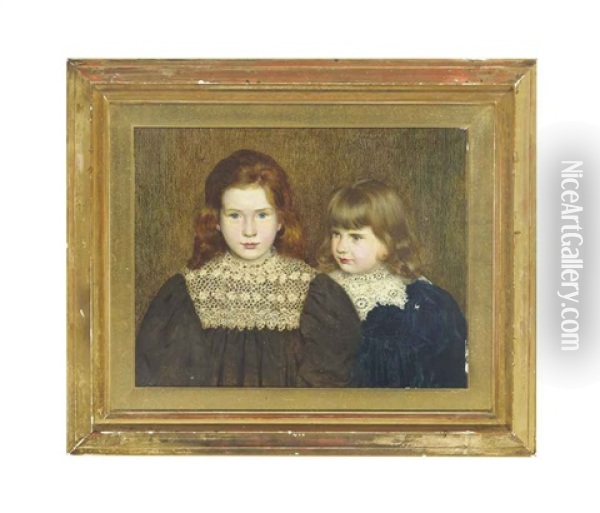 Portrait Of Gilbert Colville Eliot Young (aged Five) With His Sister Elfrida Mary Eliot Young (aged Four), The Children Of Daniel Eliot Young... Oil Painting - Thomas Bowman Garvie
