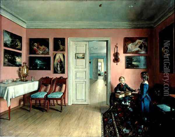 In the Artist's Room, 1855 Oil Painting - Iwan Chrutsky