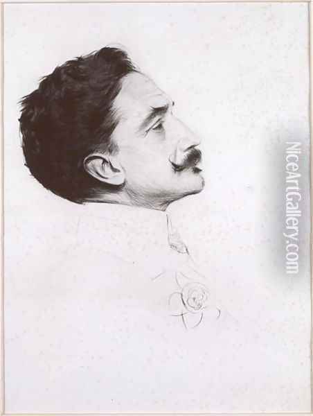 Portrait of Robert de Montesquiou (1855-1921) Oil Painting - Paul Cesar Helleu