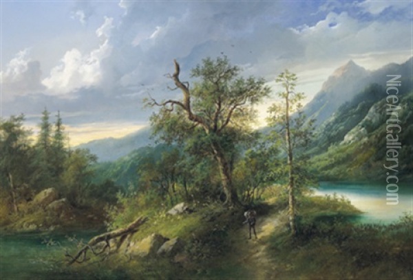 Alpenlandschaft Aus Der Steiermark Oil Painting - Eduard Boehm