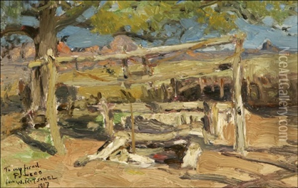 Old Favian Well - Tucson, Arizona Oil Painting - William Ritschel