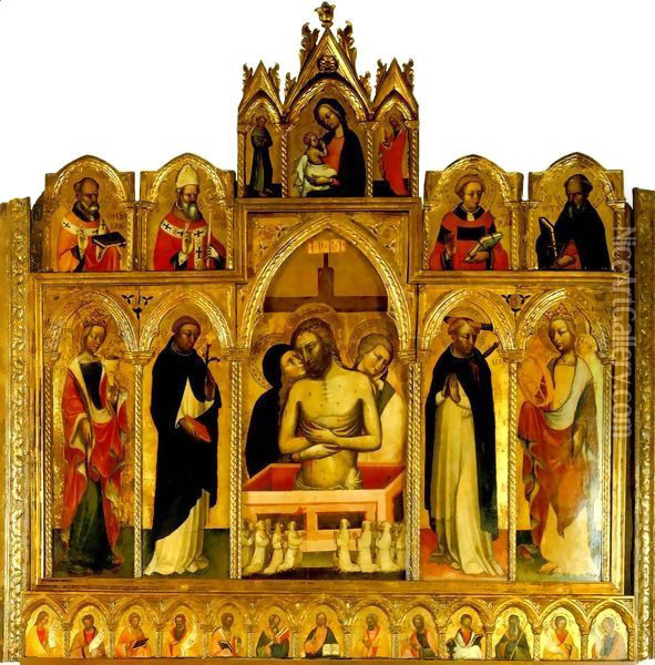 Lamentation over Dead Christ with Saints Oil Painting - Blaz Jurjev Trogiranin