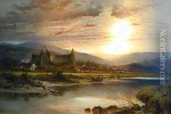 Tintern Abbey Oil Painting - Benjamin Williams Leader
