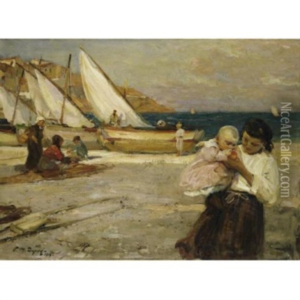 On The Beach Oil Painting - Paul Michel Dupuy