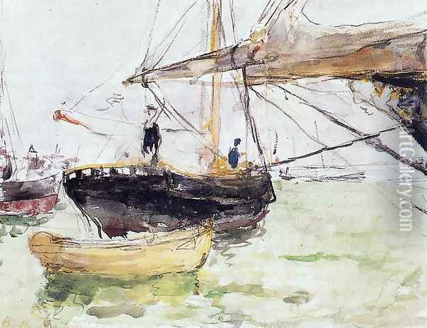 Aboard A Yacht Oil Painting - Berthe Morisot