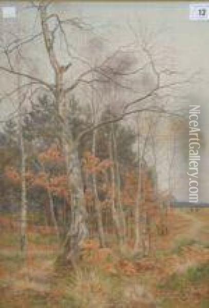 Landscape Withcopper Beech Oil Painting - Charles Low