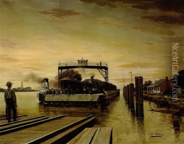 The Avondale Ferry Oil Painting - Alexandre Alaux