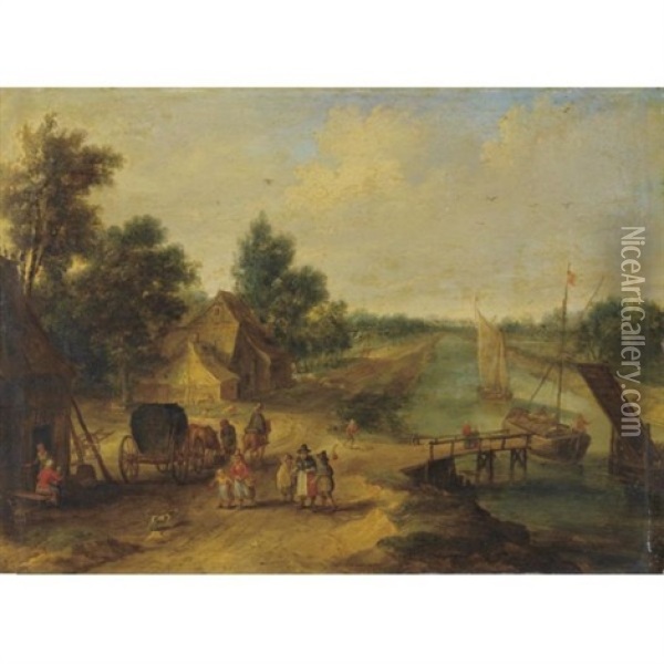 A River Landscape Oil Painting - Jan van Kessel the Elder