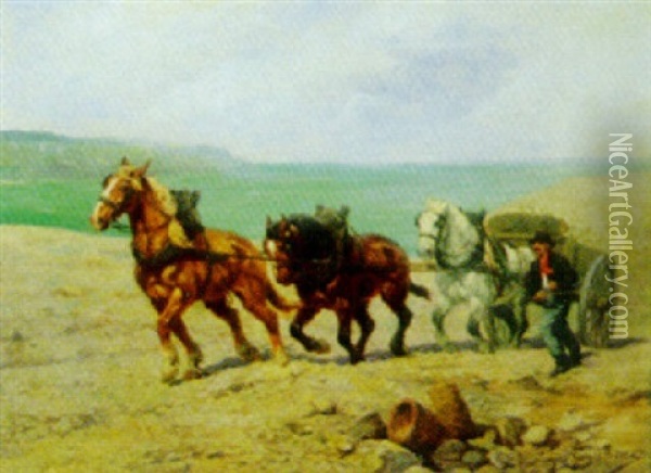 Trespann Vid Medelhavet Oil Painting - Georges Louis Charles Busson