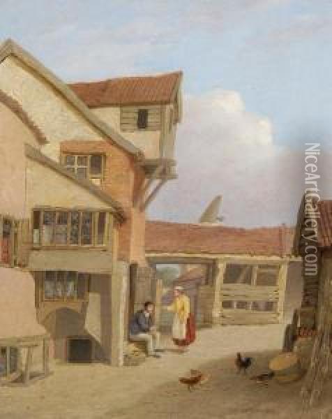 A Street Scene In Norwich Oil Painting - Henry Ninham