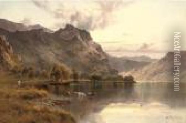 The Borrowdale Pass From Derwentwater Oil Painting - Alfred de Breanski
