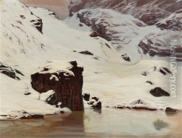 Winter Am Riffelsee Oil Painting - Albert Henri John Gos