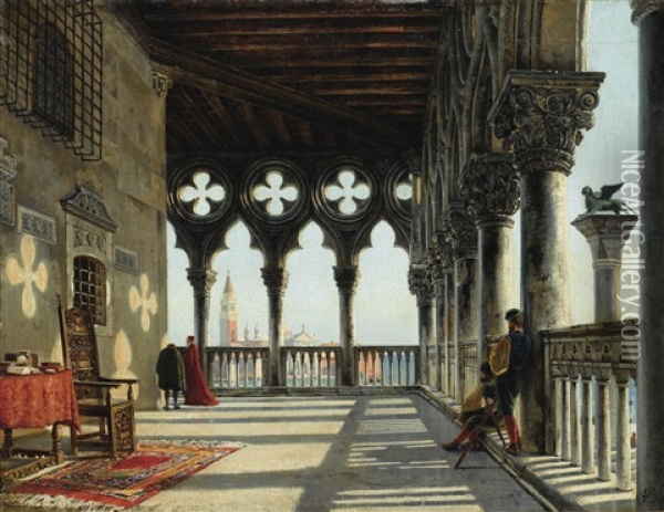 Vue Du Palais Des Doges, Venise Oil Painting - Friedrich Nerly the Younger