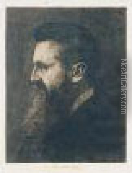 Portrait Of Theodor Herzl Oil Painting - Hermann Struck