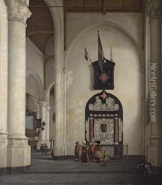 The Interior Of The Laurenskerk, Rotterdam, With The Tomb Of Admiral Witte Corneliszoon De With Oil Painting - Anthonie De Lorme