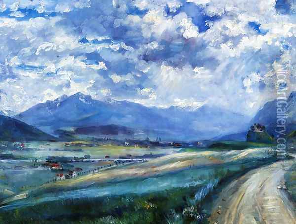 Inn Valley Landscape Oil Painting - Lovis (Franz Heinrich Louis) Corinth
