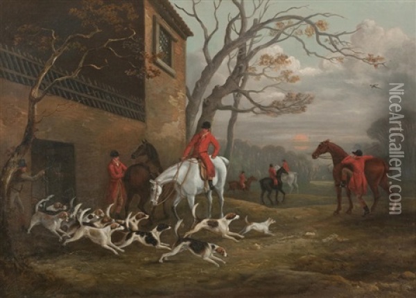 Releasing The Hounds Oil Painting - Edward Walter Webb