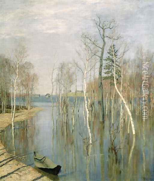 Spring, High Water, 1897 Oil Painting - Isaak Ilyich Levitan