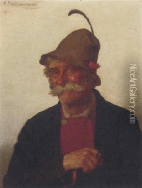 Portrait Of A Man With A Pipe Oil Painting - Hugo Kotschenreiter