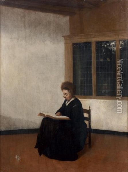 Une Femme A Sa Lecture Oil Painting - Jacobus Vrel