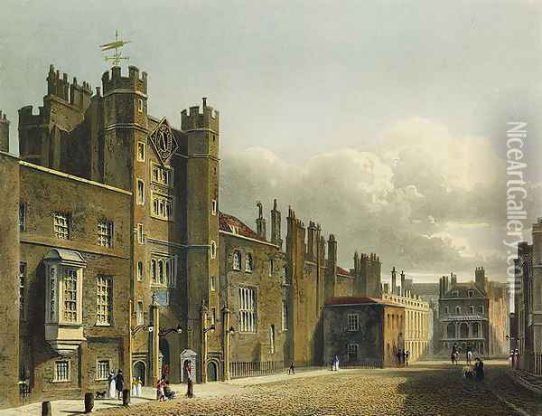 St. James's Palace, from 'The History of the Royal Residences', engraved by Richard Reeve (b.1780), by William Henry Pyne (1769-1843), 1819 Oil Painting - Charles Wild