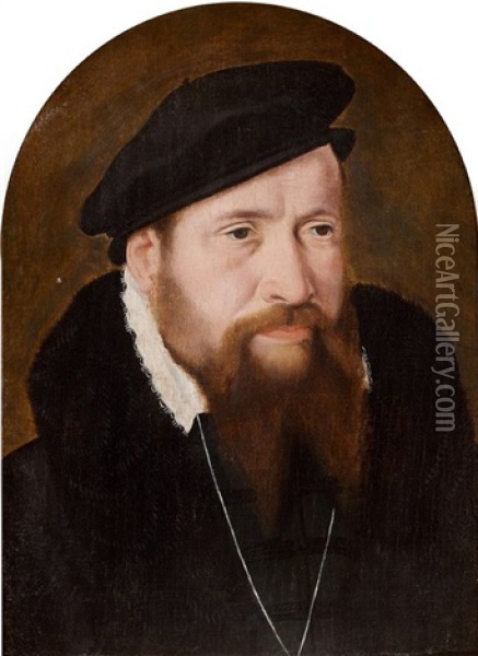 Portrait D'homme Au Beret Oil Painting - Bartholomaeus Bruyn the Elder