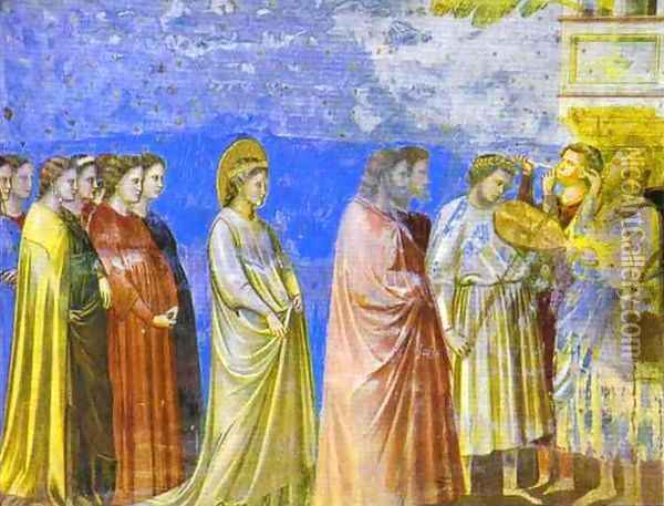 The Marriage Procession Of The Virgin Detail 1304-1306 Oil Painting - Giotto Di Bondone