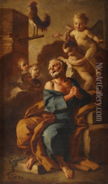 Las Lagrimas De San Pedro Oil Painting - Francesco de Mura