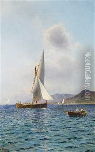 Et Sejlskib Ved Italiens Kyst Oil Painting - Holger Luebbers