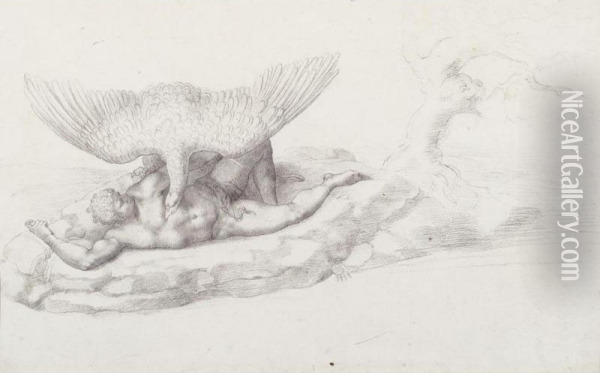 The Punishment Of Tityus, After Michelangelo Oil Painting - Giorgio-Giulio Clovio